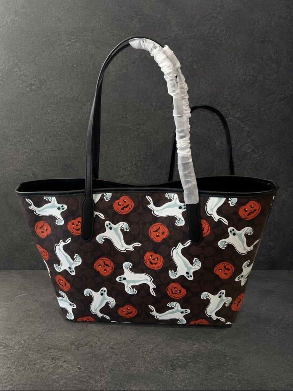 NWT Coach City Tote Bag With Pumpkin Halloween Print CCE69